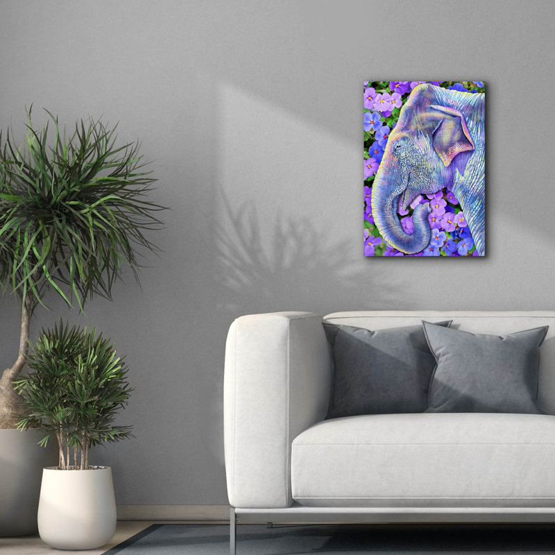  «Asian Elephant» par Tim Jeffs, art mural sur toile, H 26 po x l 18 po