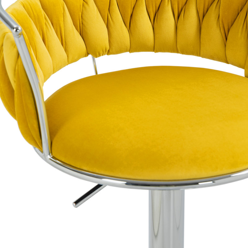 Christal Height Adjustable Swivel Bar Stool, Yellow, Silver