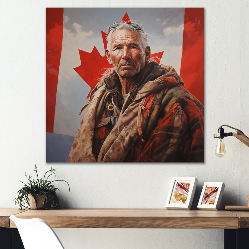 Fier homme canadien - drapeau Canada, art mural en métal, H 16 po x l 16 po