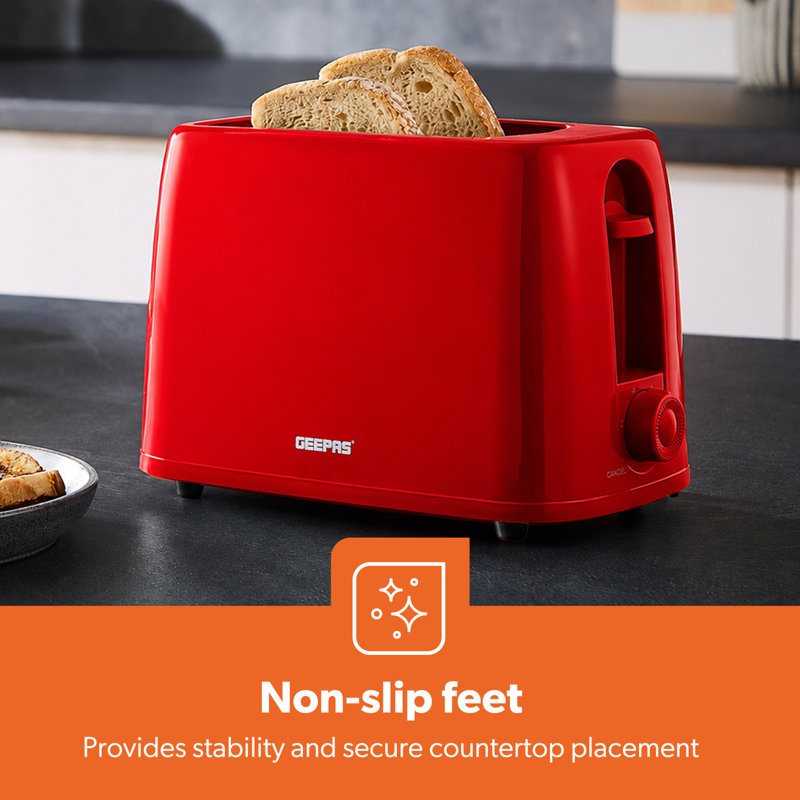 GEEPAS 2 Slice Toaster | 6 Browning Levels with Cancel Function | For Thin Small Bread Slice, Removable Crumb Tray Cool Touch Housing High Lift | Space-Saving Design | 1 Yr Warranty 650W