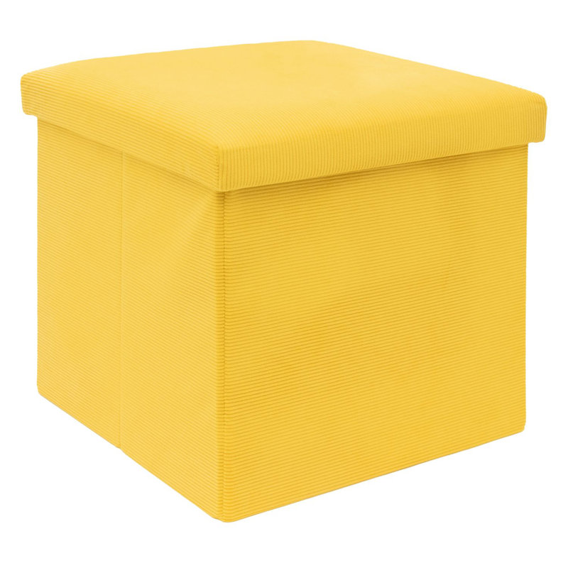 Rowel 38cm Wide Square Footstool Ottoman with Storage, Yellow