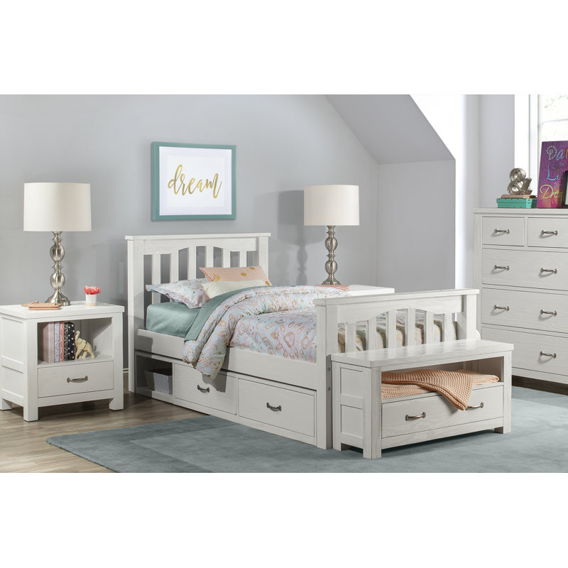 Lit plateforme simple avec rangement Mateo, Blanc