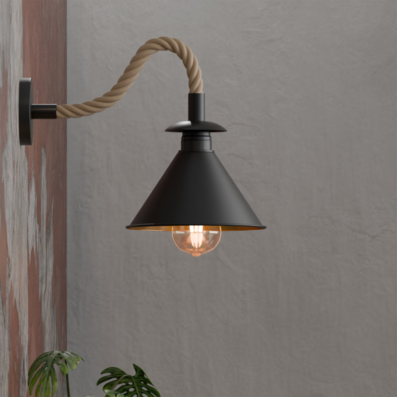 Mairead Armed Sconce, Black Gold Inner, No