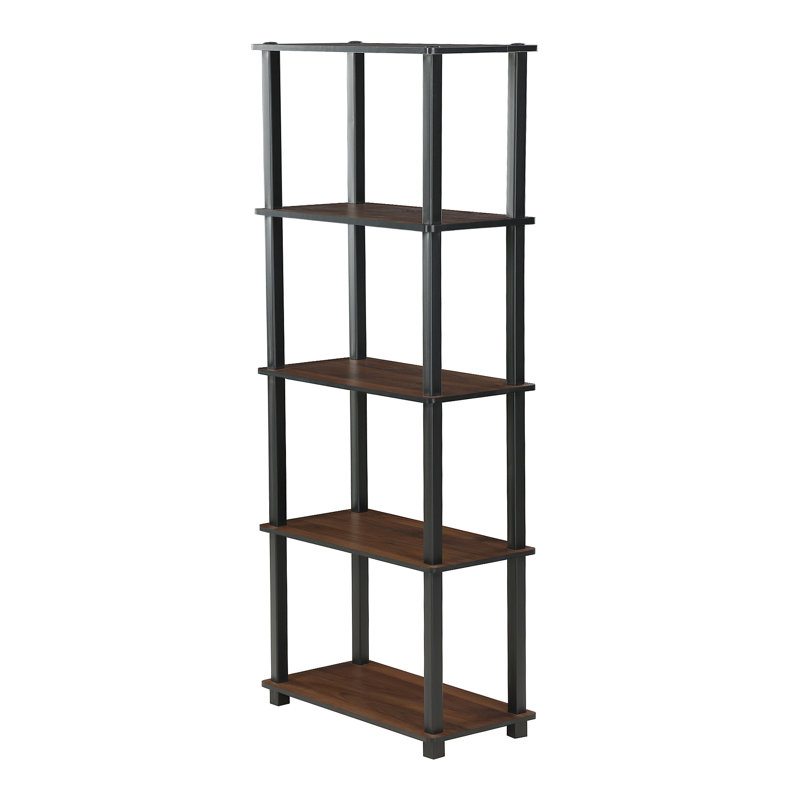 Maxine 59.9cm W Manufactured Wood Shelving Unit, Columbia Walnut/Black