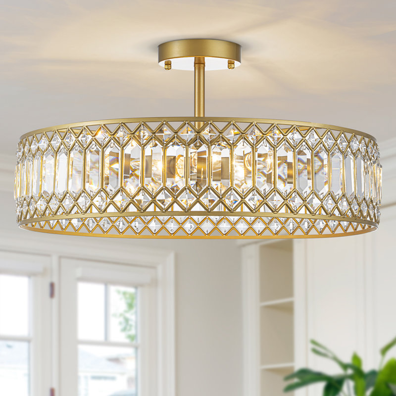 Plafonnier semi-encastré Luxury, 5 lumières, Doré