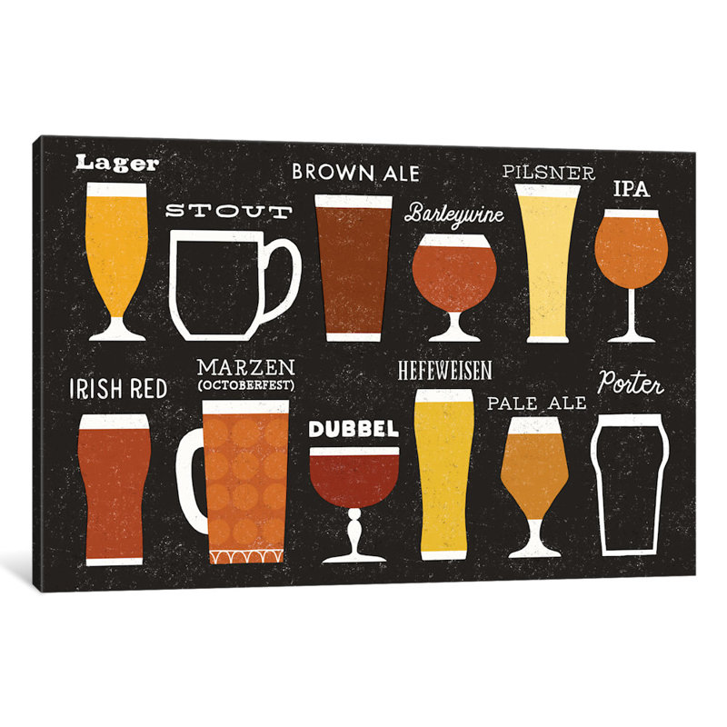 « artisanal bière list », impression sur toile tendue, H 12 po x l 18 po x P 1,5 po