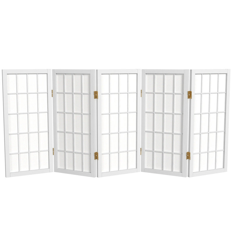 Alex 26.5"H Short Folding Screen, 5 Panels, White