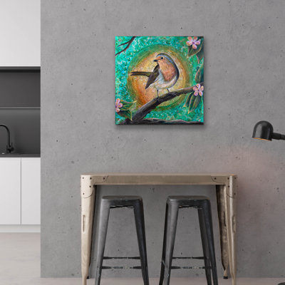  Art mural en verre «Robin» par Verena