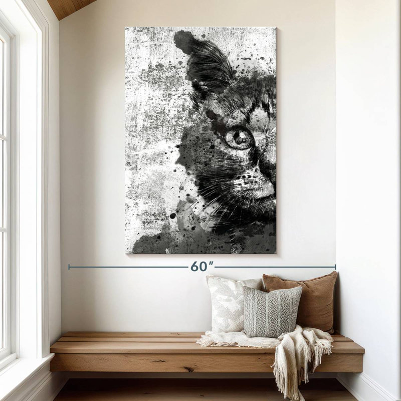 Brampt Cat Face Black And White, 51" H x 34" W
