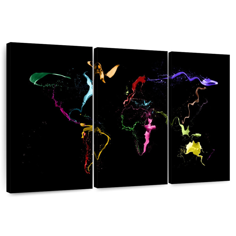 Peinture abstraite carte du monde Aliaz, H 32 po x l 50 po