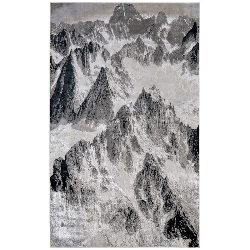 Jewel Modern Abstract Silver Area Rug, Rectangle 5' x 8'