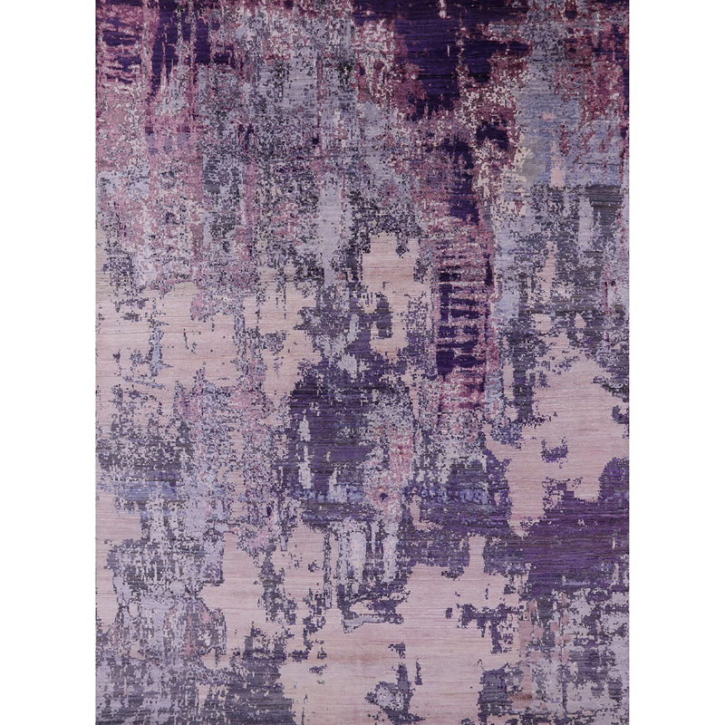 Tapis mauve à motif abstrait Brunswick, Carré 7 pi
