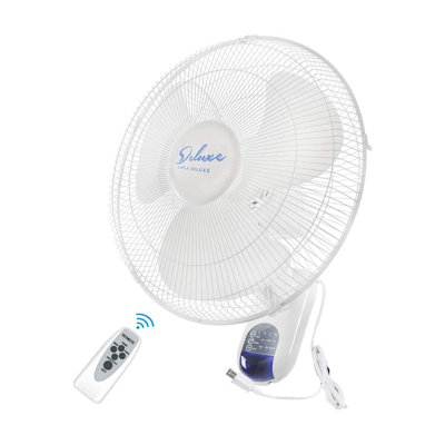 16 In. 3-Speed Mounted Wall Fan With Adjustable Tilt And Remote Control In White