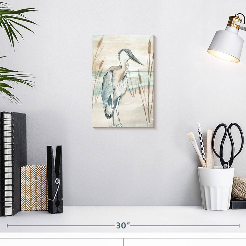 Brampt Heron By Beach Grass I, 12" H x 8" W