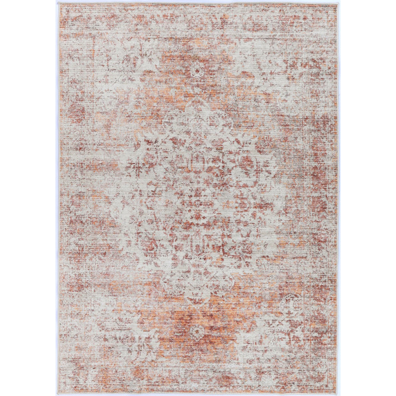 Tapis mandarine Lawtell Sunset, Rectangle 8 pi 8 po x 12 pi