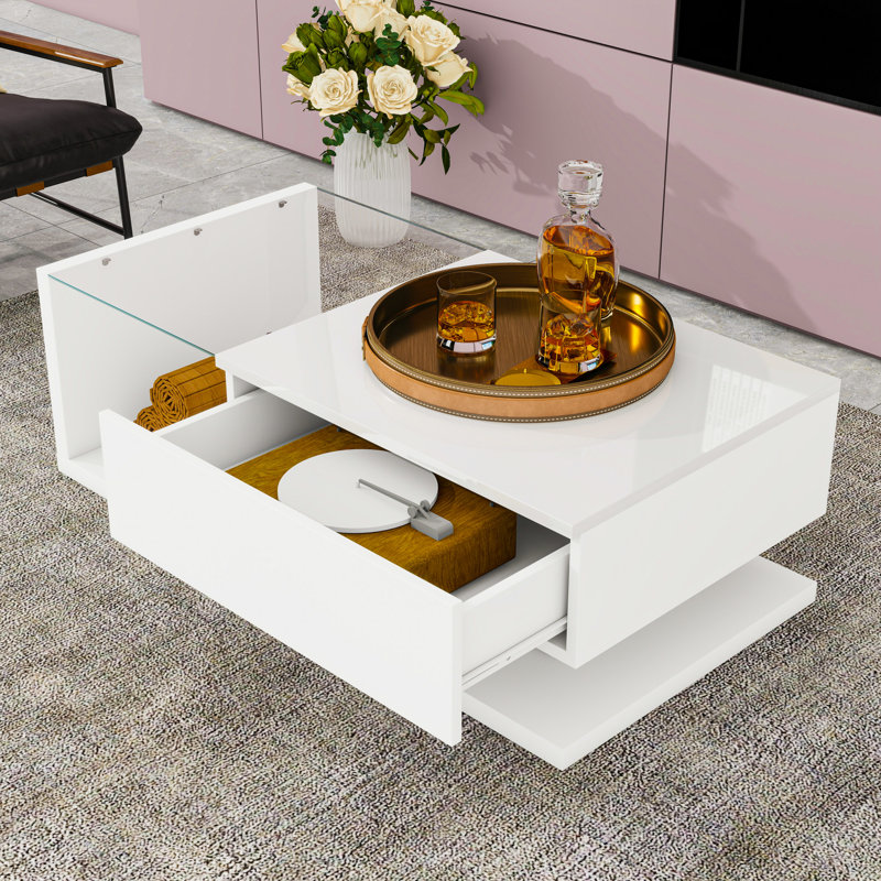Coffee Table with High-gloss UV Surface, White