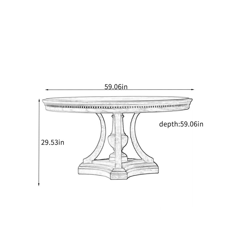 Vintage Ash Round Table: Safe & Stylish., 29.53"H x 59.06"L x 59.06"W