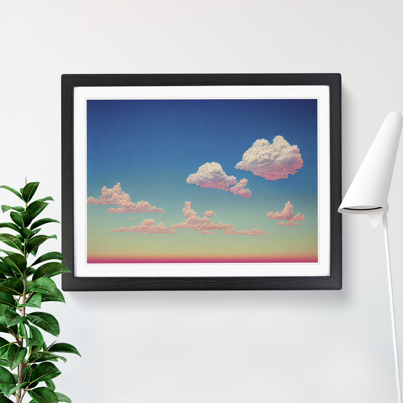 Idyllic Clouds - Single Picture Frame Print, Black, 46cm H x 64cm W