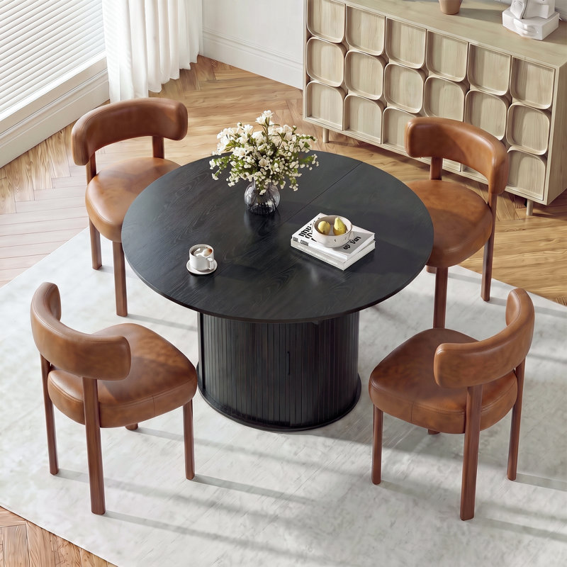 Ensemble de table et de chaises de salle à manger extensibles modernes pour 4 à 6 personnes avec rangement dissimulé, Noir