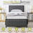 Set of 2 Twin Size Upholstered Bed Frames with Soft Padded Headboards, Heavy-Duty Metal Slat Platform Beds, Underbed Storage Storage,Gray-1696499263