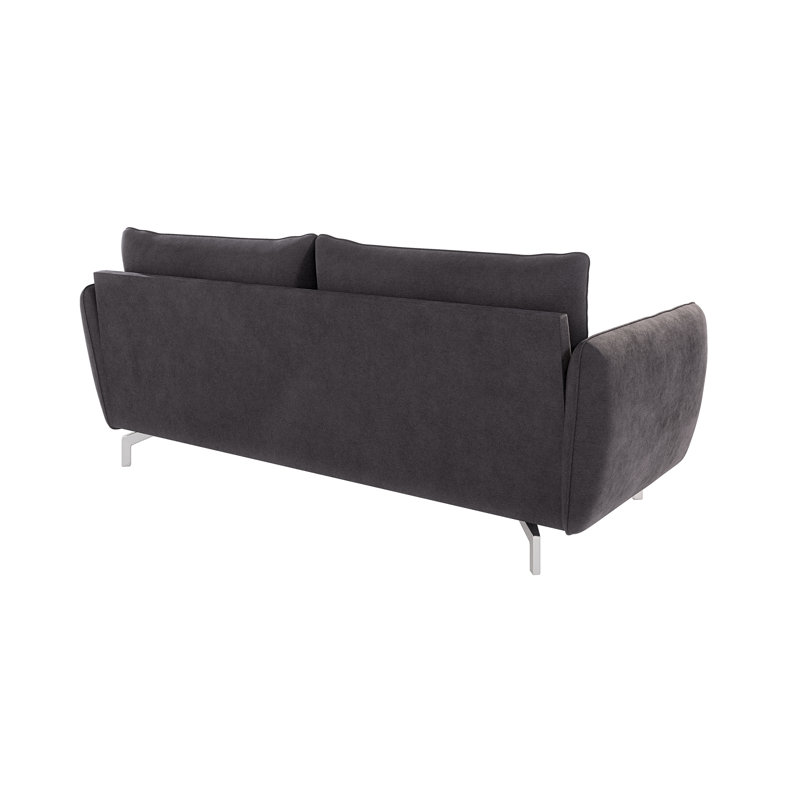 Modern Sofa 3 seater  with Silver Metal Legs, Graphite
