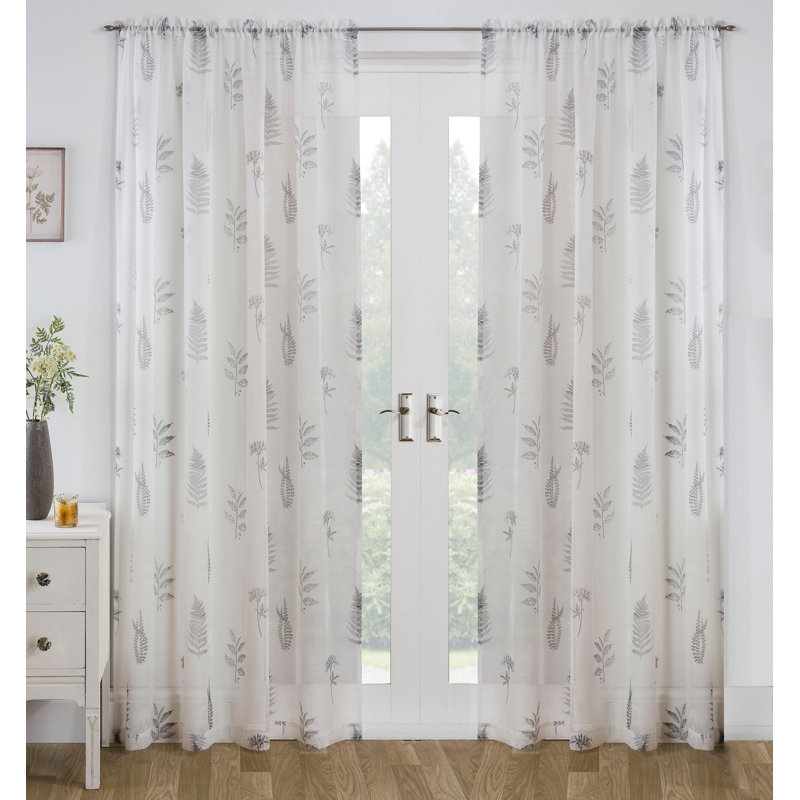 Ledonne Sheer Curtain Pair, 145cm Width x 137cm Drop, Grey