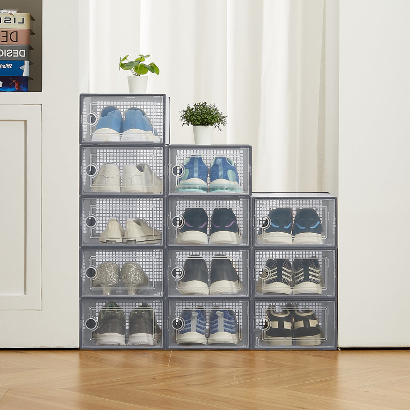 12 Pair Shoe Storage Box, Grey
