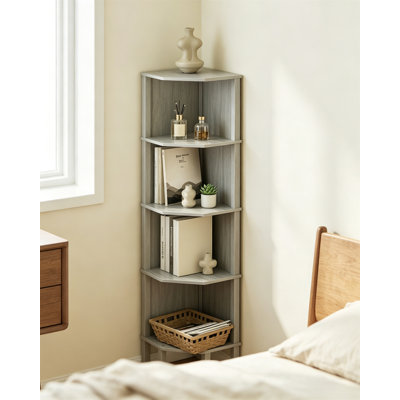 Étagère de coin à 5 niveaux – Étagère murale de rangement pour salon, chambre et bureau