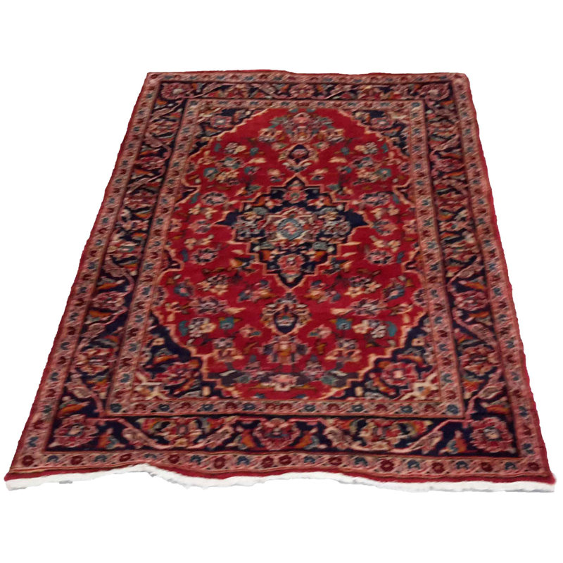 Nanka Wool Oriental Area Rug in Red