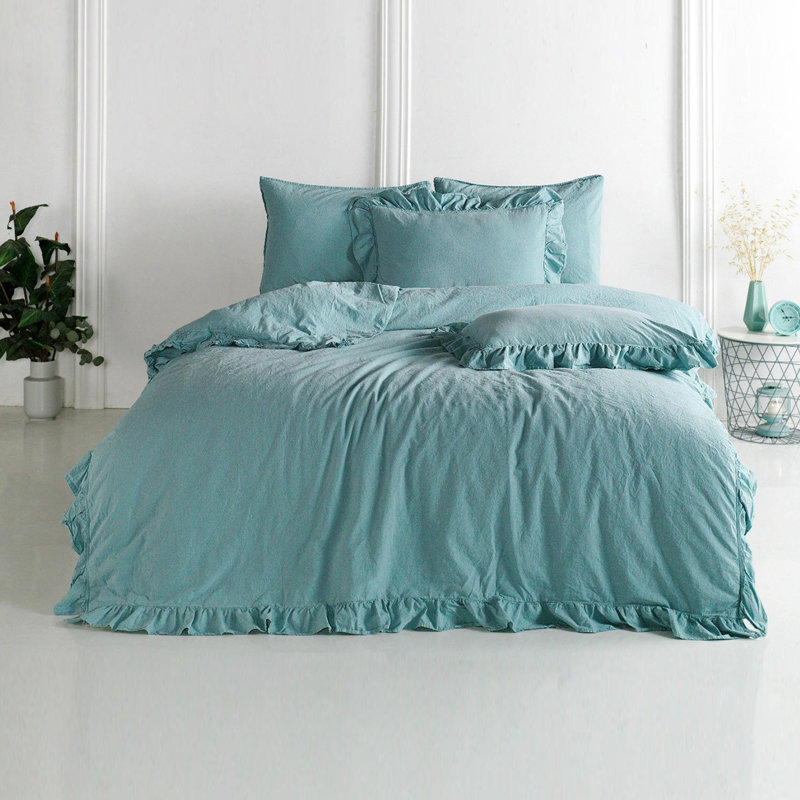 Ensemble de housse de couette 100% coton Landwehr, Housse de couette très grand + 2 très grandes ta, Bleu