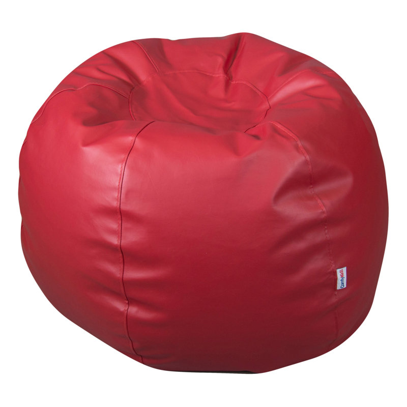 Fauteuil à billes classique en similicuir, Similicuir vinyle rouge