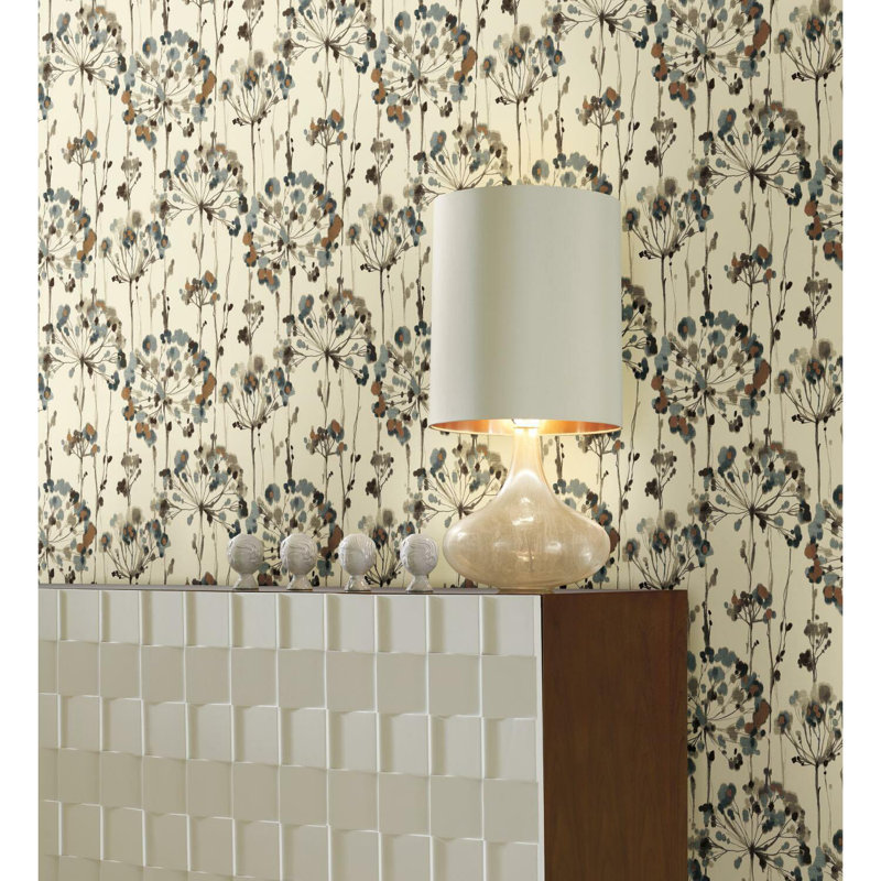 Flourish Floral Peel & Stick Wallpaper Roll, Teal, Non-Woven