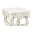 Table basse carrée et de bout en blanc antique, avec sculpture florale