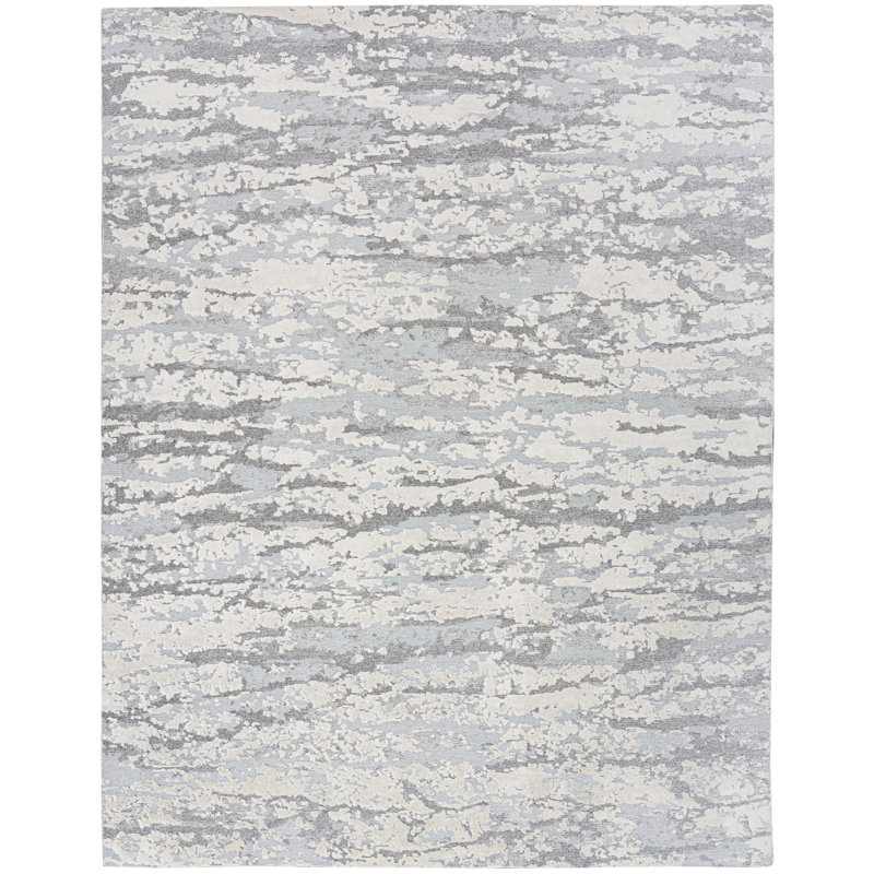 Nourison Theos 7'9" x 9'9" Aqua Modern Indoor Rug, Rectangle 7'9" x 9'9", Aqua