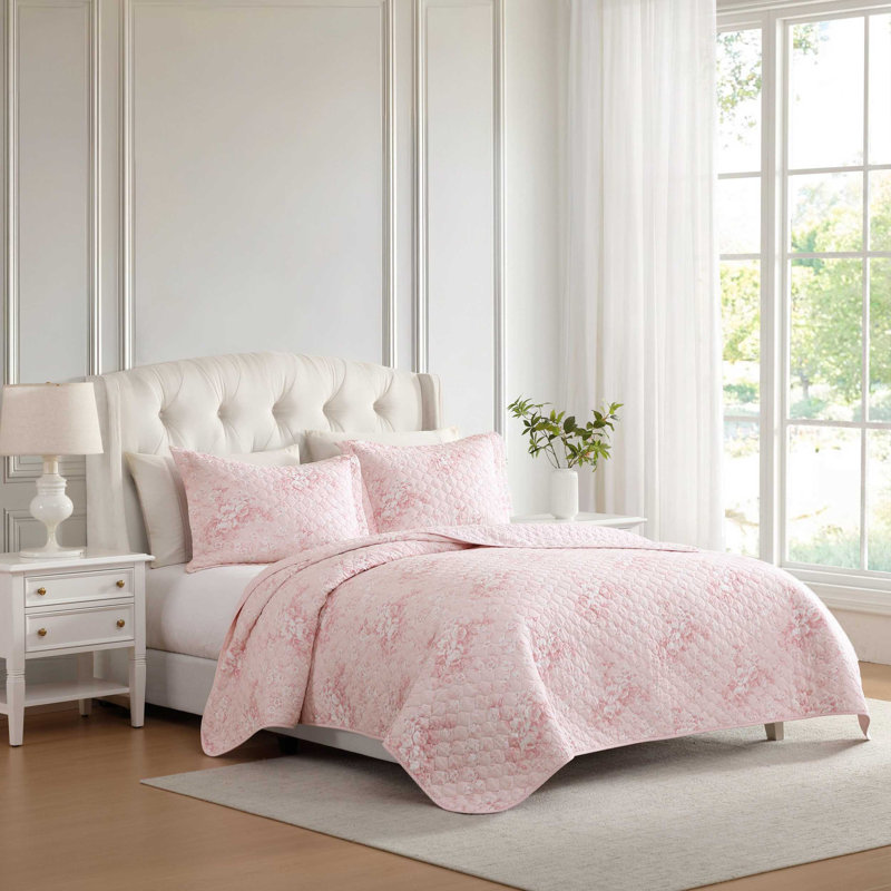 Ensemble de courtepointe réversible en coton Laura Ashley, Édredon pour grand lit + 2 taies décoratives