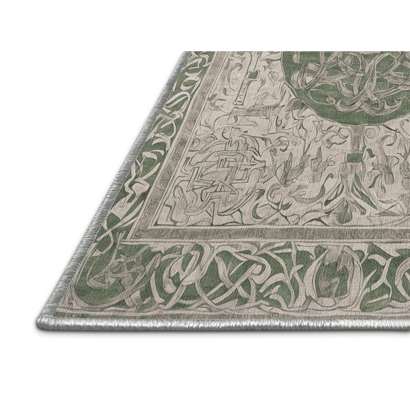 Tapis beige lavable à la machine, Carré 3 pi