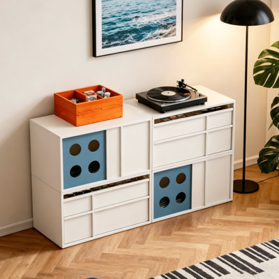 62.99" Modular Cherry Wood Solid Wood Combination Sideboard, Multi-Functional Storage Cabinet, Living Room TV Stand & Kids Room Chest of Drawers