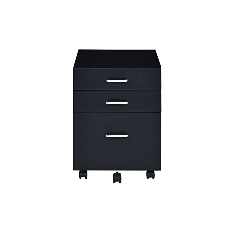 Yahli Accent Chest, File Cabinet, Office Cabinet, Small Chest With Wheels, 3 Drawers Cabinet, Black