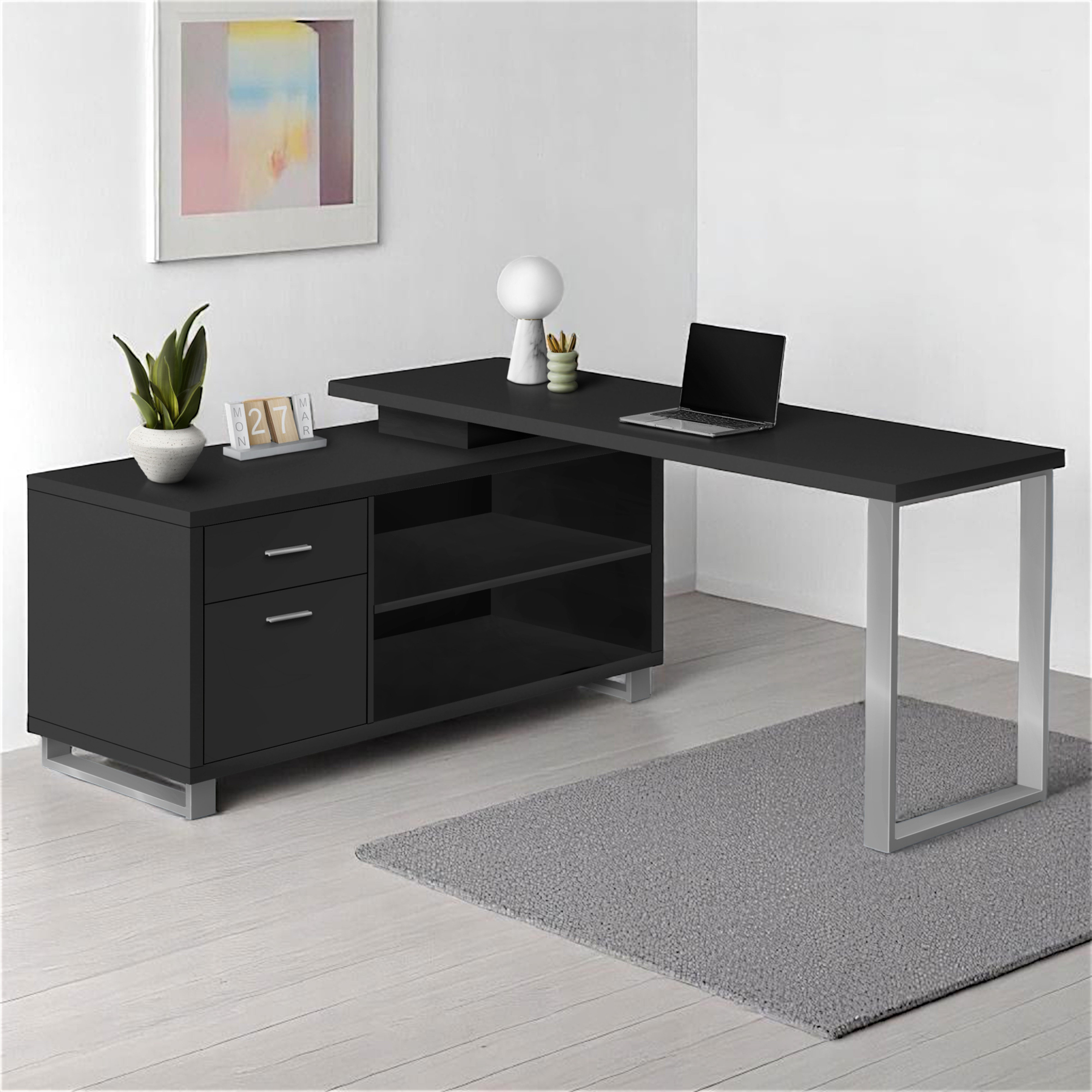 Hokku Designs Raurey Corner L Shape Modern Computer Desk | Wayfair