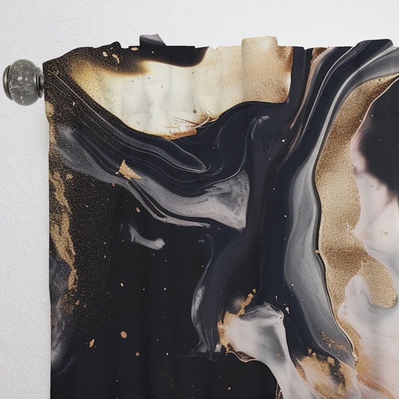 Ocean Waves Fluidity In Marble V - Abstract Marble Marble Room Darkening Curtain - 1 Panels, 52" W x 108" L