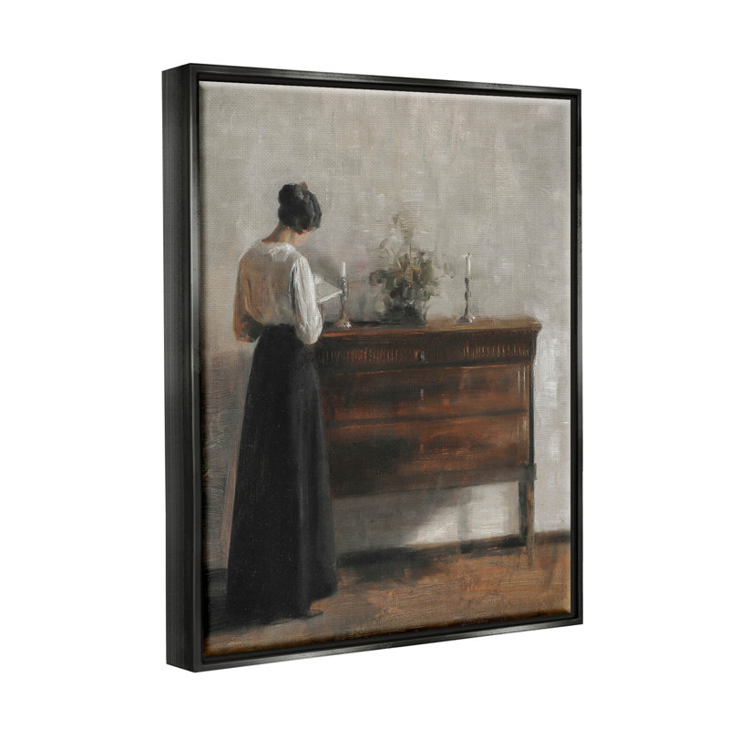 Art classique sur toile flottant encadré par "Classic", H 31 po x l 25 po x P 1,7 po, Cadre flottant noir de jais