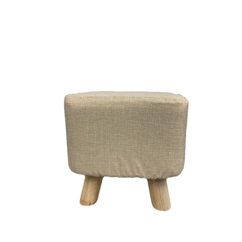 28.5cm Wide Rectangle Solid Colour Footstool Ottoman, Beige