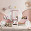 Twin size Princess Carriage Bed with Crown,Wood Platform Car Bed with Stair,White+Pink-1031681773