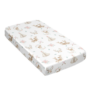 Deer Floral Satin Fitted Crib Sheet