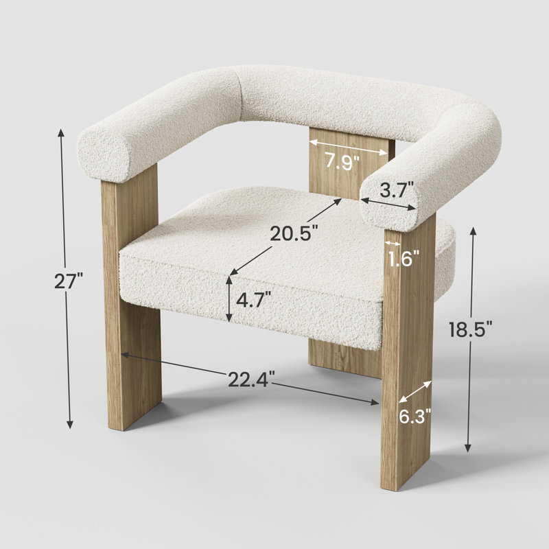 Luxe Sherpa Upholstered Accent Armchair with Solid Wood Frame (Set of 2) – Handcrafted Modern Classic Design, 26"W x 22"D x 27"H, A Refined Choice for Stylish Family Room or Dining Area