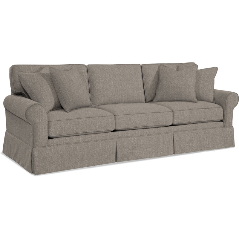 Benton 98'' Skirted Sofa, Stone Crypton Performance