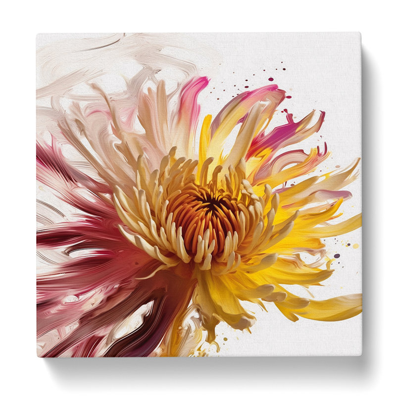 Chrysanthemum Gestural Art - Wrapped Canvas - Framed Print, 50cm H x 50cm W x 3cm D