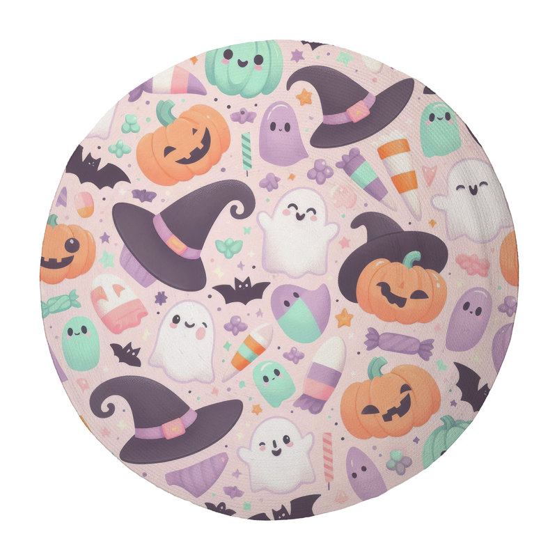 Blush Boo Bash Braided Rug, Round 5'
