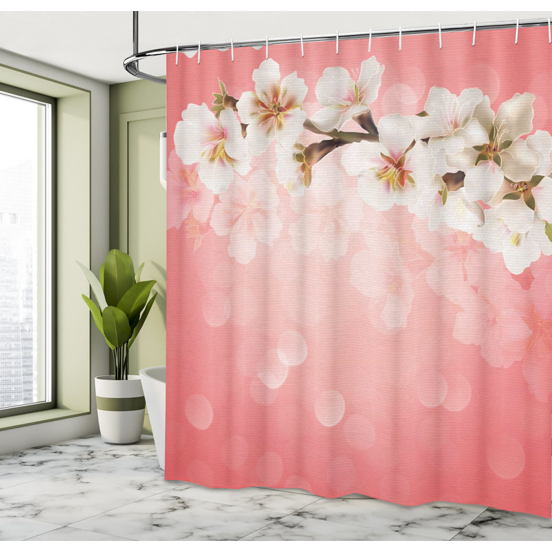 Ensemble de rideau de douche Coral + crochets, H 75 po x l 69 po