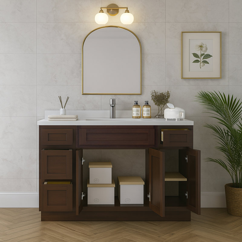 Base de meuble-lavabo simple 48 po seulement, Brun